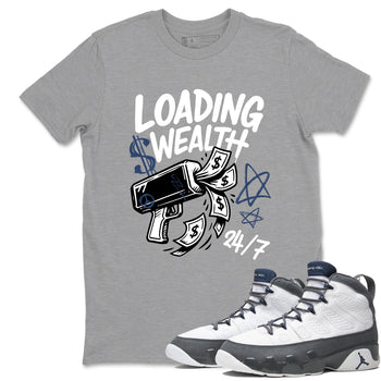 Sneaker match tees – Sneaker Tees To Match Air Jordan 9 Flint Grey Shoes – Loading Wealth Tee Heather Grey 1