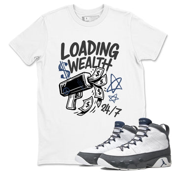 Sneaker match tees – Sneaker Tees To Match Air Jordan 9 Flint Grey Shoes – Loading Wealth Tee White 1
