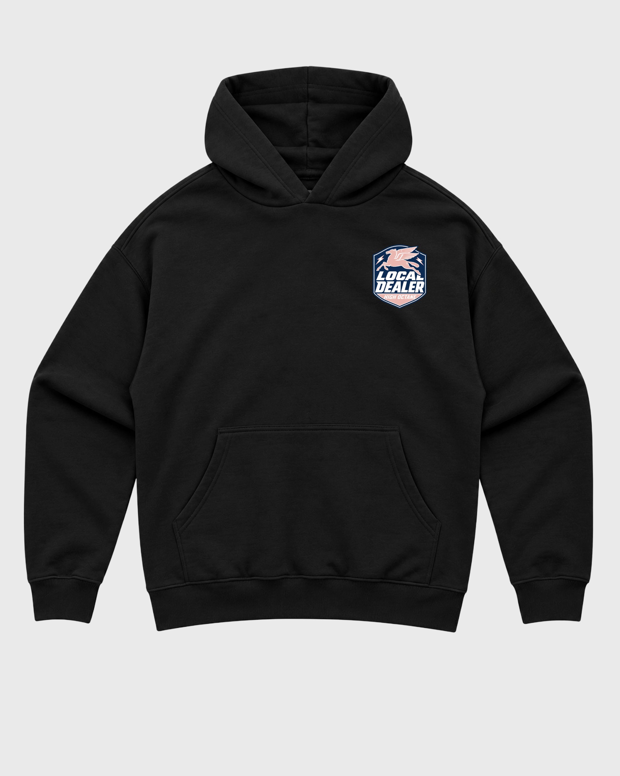 Local Dealer Black Graphic Hoodie - 2, featuring original SNRT streetwear artwork created to complement APB X Air Jordan 11 Low "Made For Locals" sneakers with an easy everyday fit.