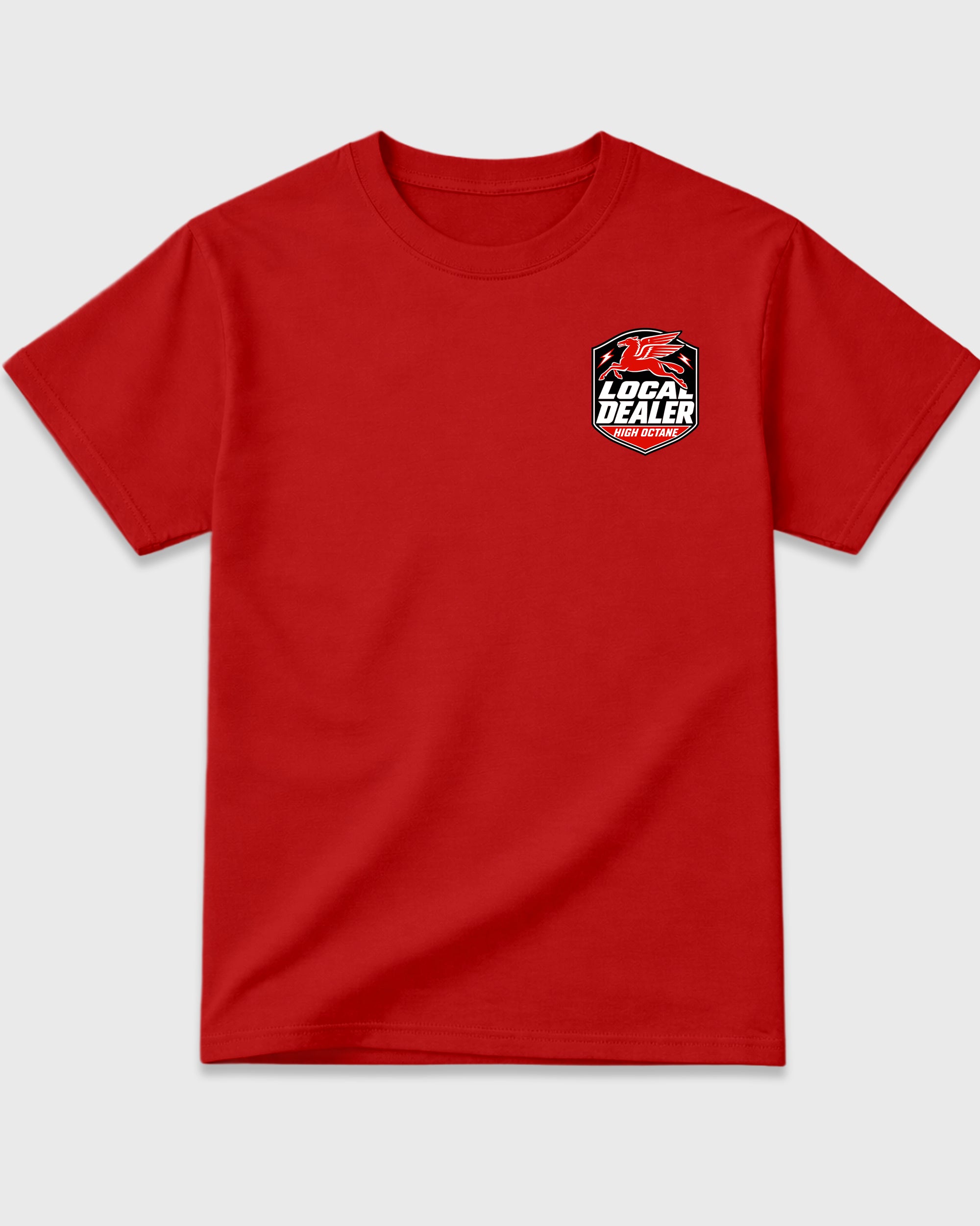 Local Dealer Red Graphic T-Shirt - 3, sneaker matching shirt designed to pair with Air Jordan 6 Retro "White Infrared" sneakers for a coordinated streetwear outfit.