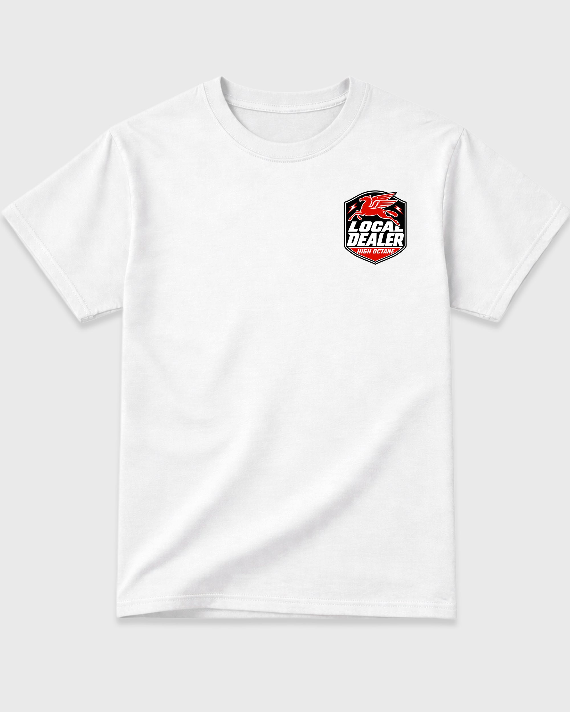 Local Dealer White Graphic T-Shirt - 2, sneaker tee made to match Air Jordan 6 Retro "White Infrared" sneakers with original graphic artwork for a coordinated sneaker outfit.