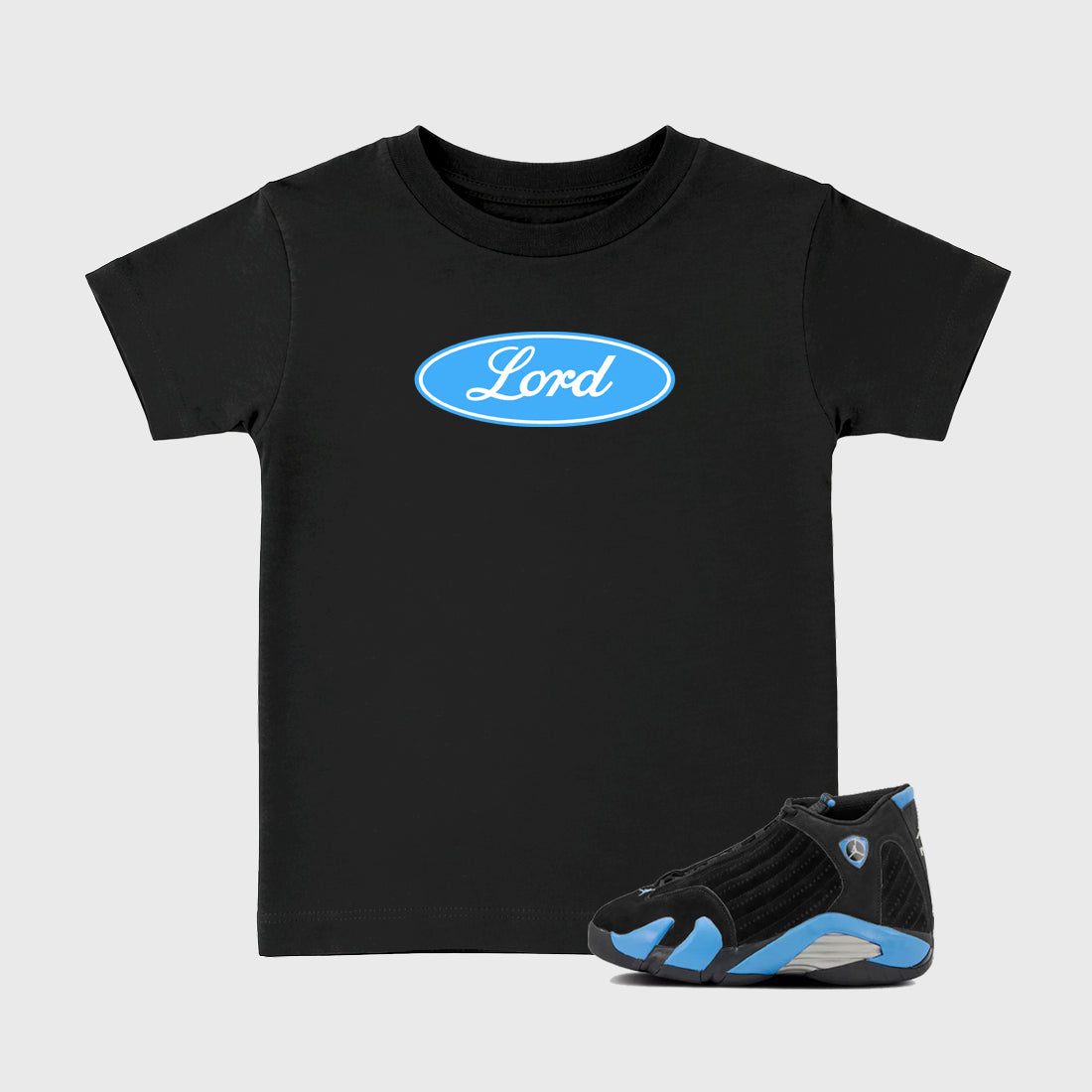 Sneaker match tees – Sneaker Tees To Match Air Jordan 14 University Blue Shoes – Lord Kids T-Shirt Black 1