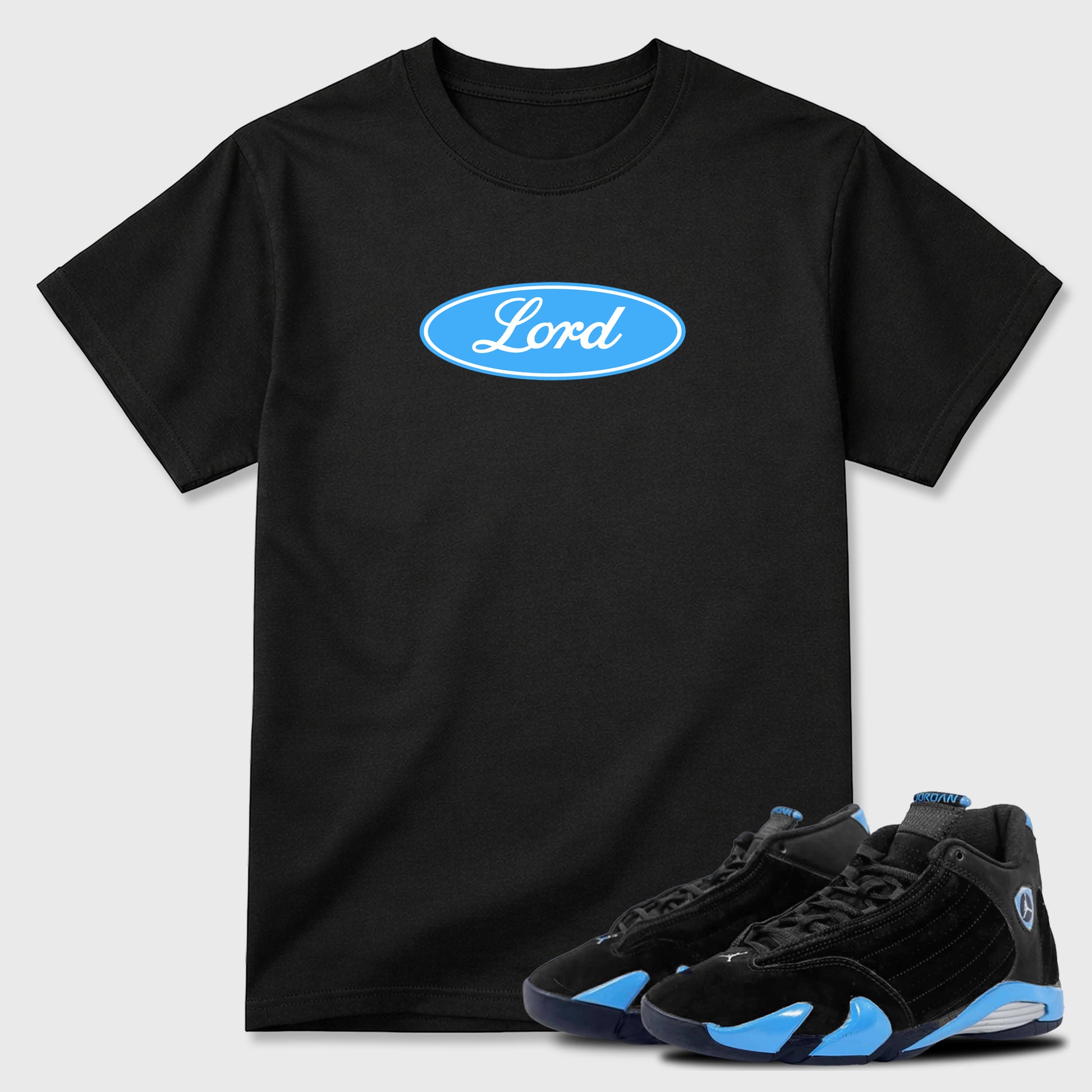 Sneaker match tees – Sneaker Tees To Match Air Jordan 14 University Blue Shoes – Lord Tee Black 1