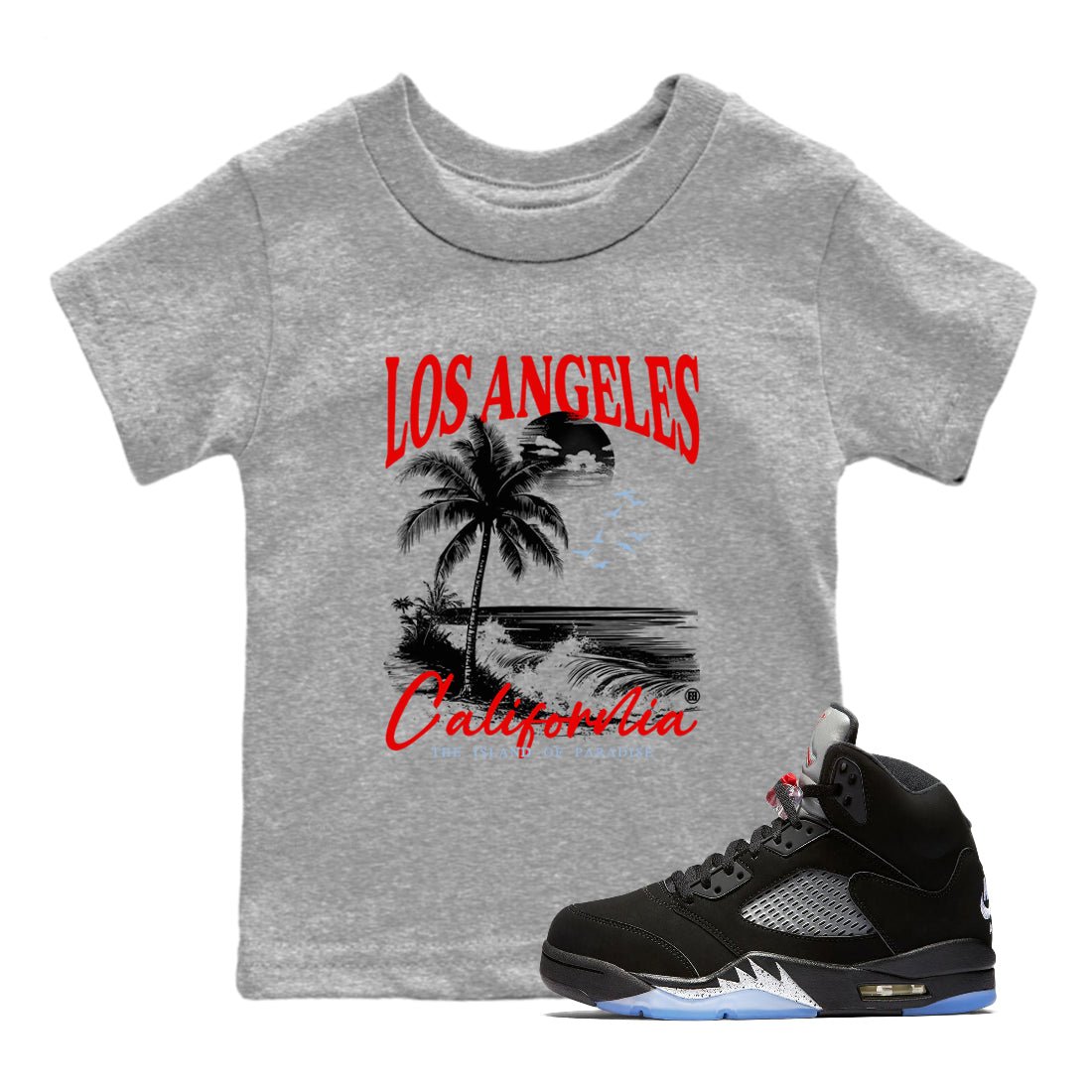 5s Black Metallic Reimagined shirts to match jordans Los Angeles California best t shirts to wear with jordans AJ5 Retro OG Reimagined match shoes to clothes SNRT Sneaker Tees Youth Baby Heather Grey 1 tee