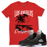 5s Black Metallic Reimagined shirts to match jordans Los Angeles California best t shirts to wear with jordans AJ5 Retro OG Reimagined match shoes to clothes SNRT Sneaker Tees unisex cotton Red 1 shirts