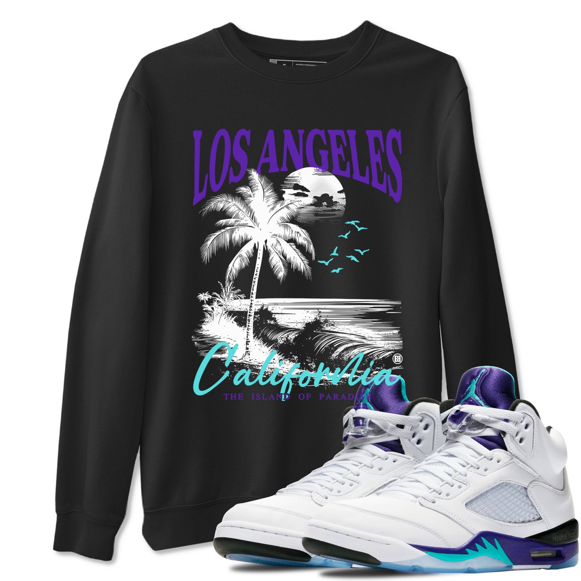 5s Grape shirts to match jordans Los Angeles California best t shirts to wear with jordans AJ 5 OG Grape match shoes to clothes SNRT Sneaker Tees unisex cotton Black 1 shirts