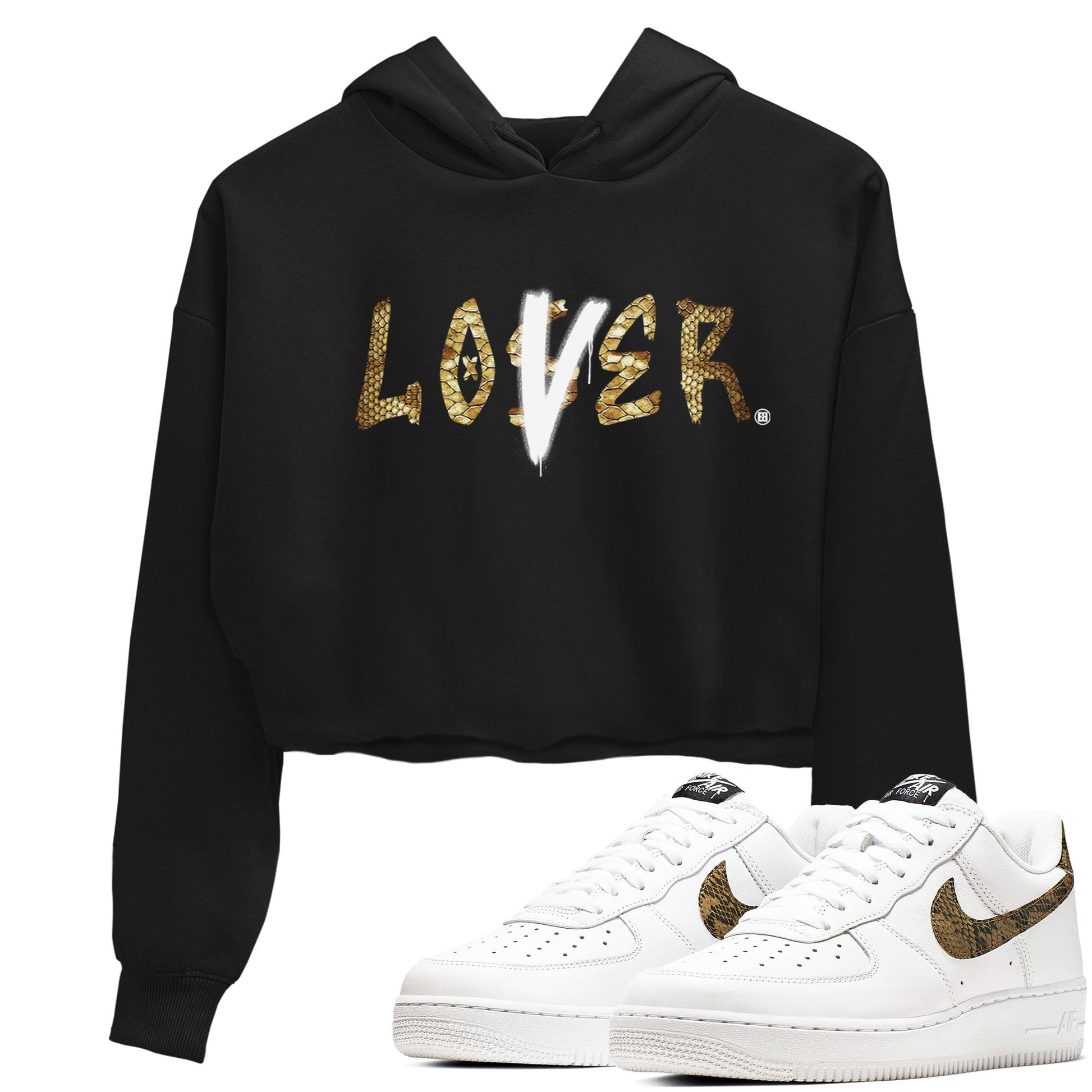 Air Force 1 Ivory Snake shirt to match jordans Loser Lover sneaker tees Air Force 1 Ivory Snake SNRT Sneaker Release Tees Black 1 crop length shirt