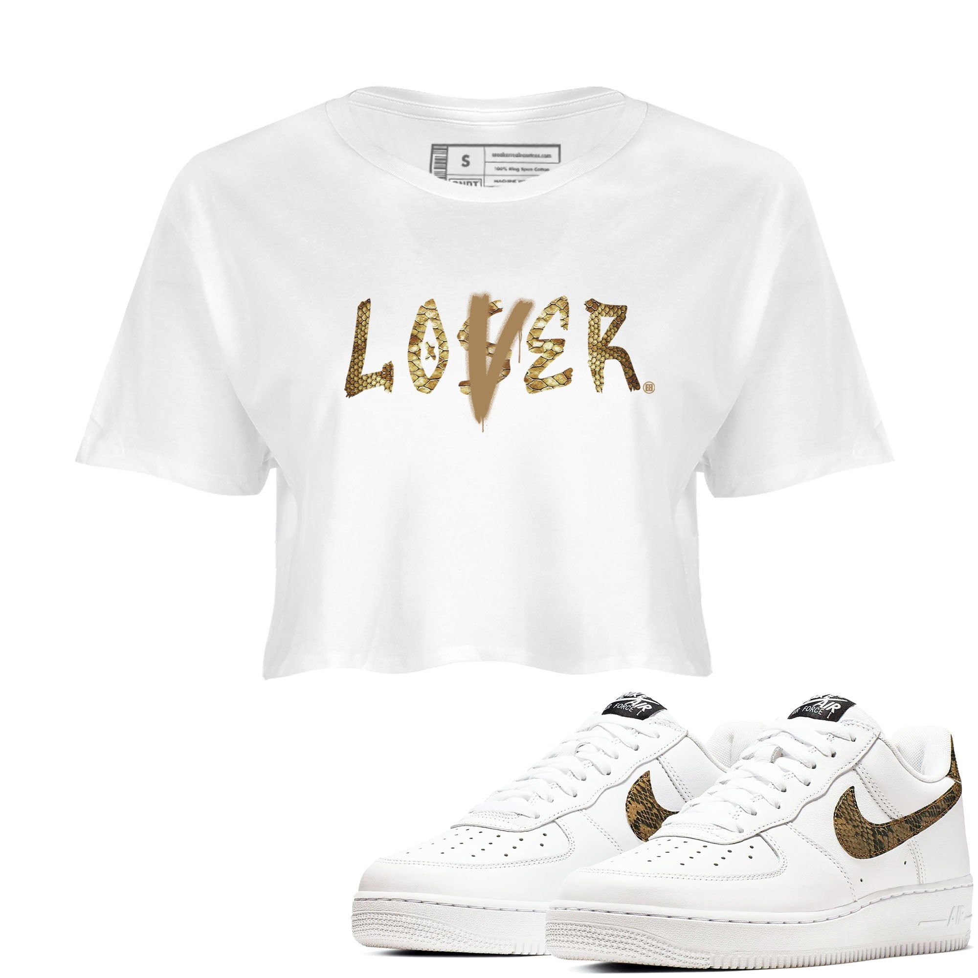 Air Force 1 Ivory Snake shirt to match jordans Loser Lover sneaker tees Air Force 1 Ivory Snake SNRT Sneaker Release Tees White 1 crop length shirt
