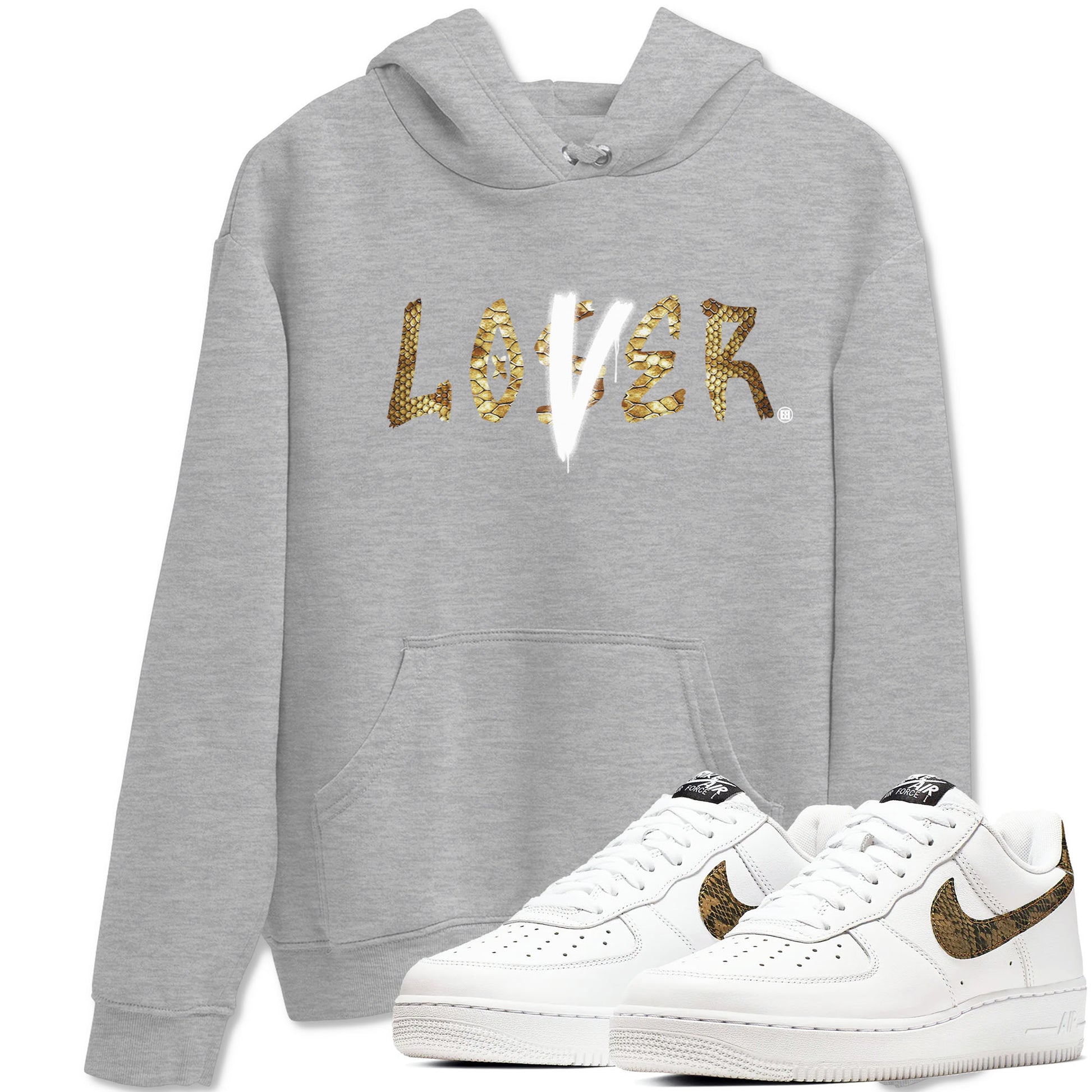 Air Force 1 Ivory Snake shirt to match jordans Loser Lover sneaker tees Air Force 1 Ivory Snake SNRT Sneaker Release Tees unisex cotton Heather Grey 1 crew neck shirt