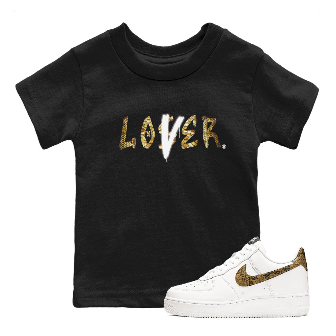 Air Force 1 Ivory Snake shirt to match jordans Loser Lover sneaker tees Air Force 1 Ivory Snake SNRT sneaker release tees baby toddler Black 1 cotton Shirt