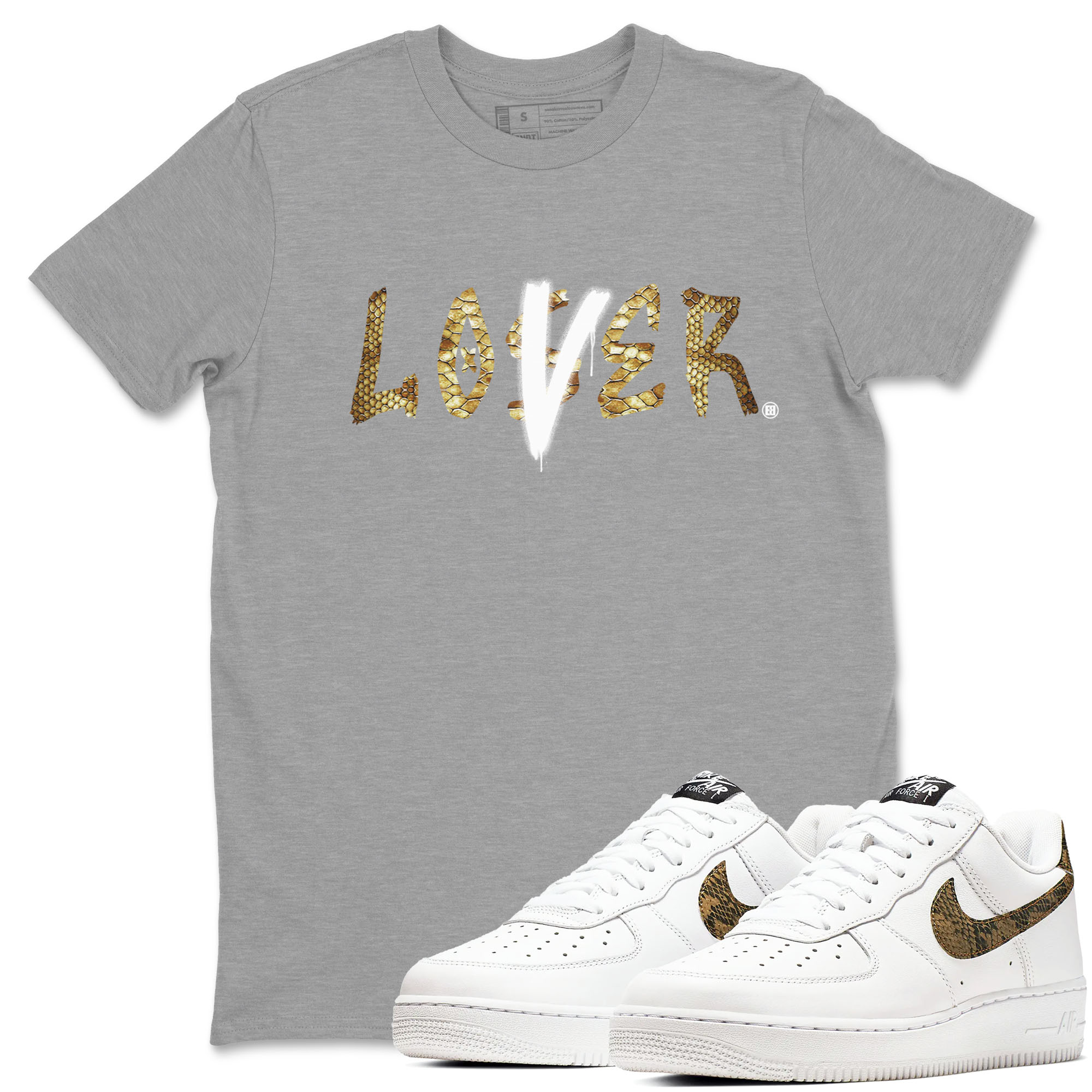 Air Force 1 Ivory Snake shirt to match jordans Loser Lover sneaker tees Air Force 1 Ivory Snake SNRT Sneaker Release Tees unisex cotton Heather Grey 1 crew neck shirt