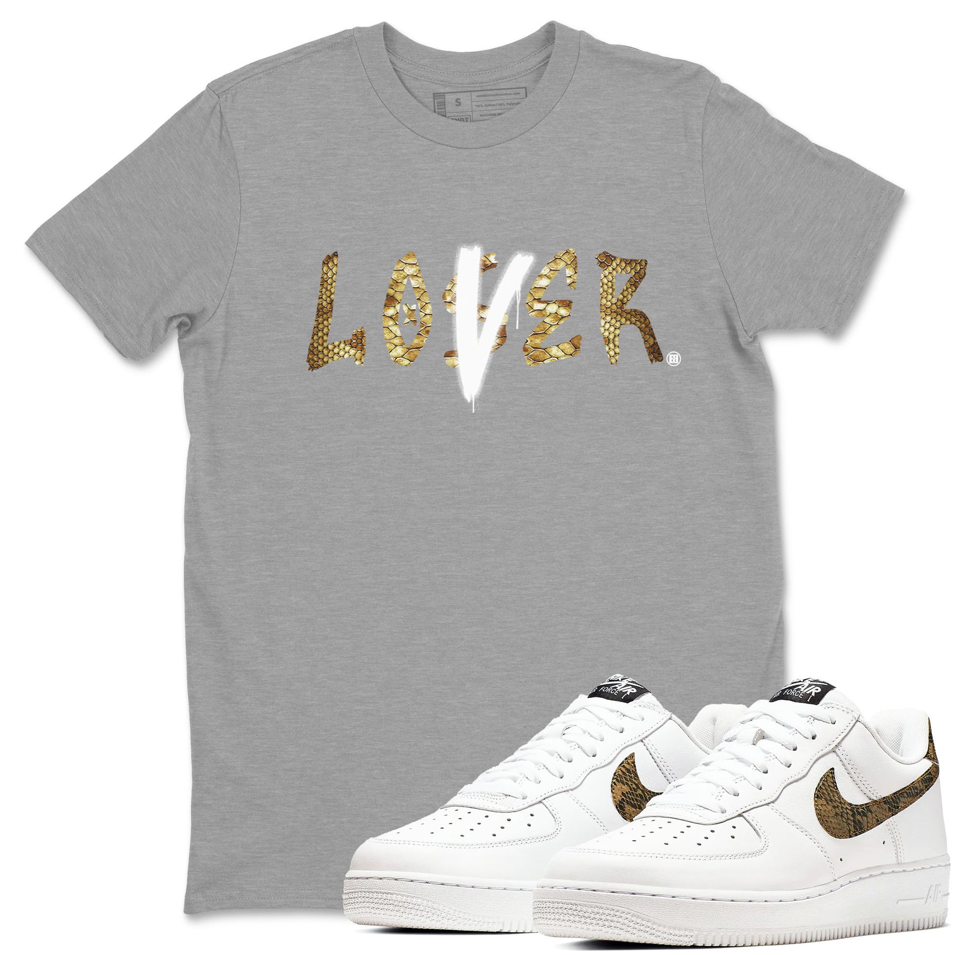 Air Force 1 Ivory Snake shirt to match jordans Loser Lover sneaker tees Air Force 1 Ivory Snake SNRT Sneaker Release Tees unisex cotton Heather Grey 1 crew neck shirt
