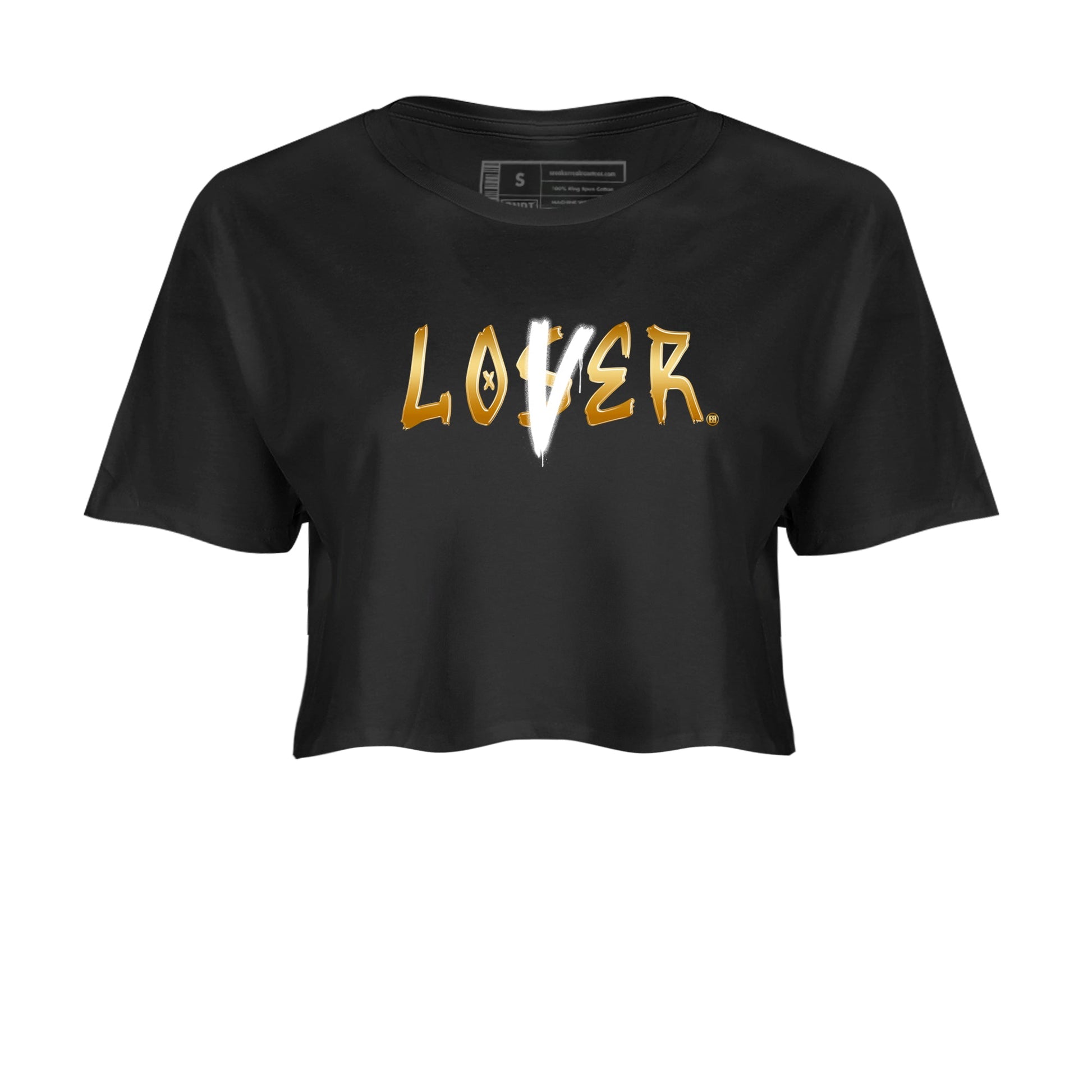 AJ1 Black Metallic Gold shirts to match jordans Loser Lover sneaker match tees Air Jordan 1 Black Metallic Gold SNRT Sneaker Tees streetwear brand Black 2 crop tee