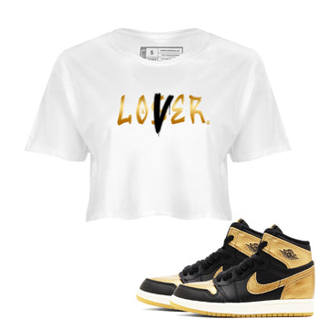 AJ1 Black Metallic Gold shirts to match jordans Loser Lover sneaker match tees Air Jordan 1 Black Metallic Gold SNRT Sneaker Tees streetwear brand White 1 crop tee