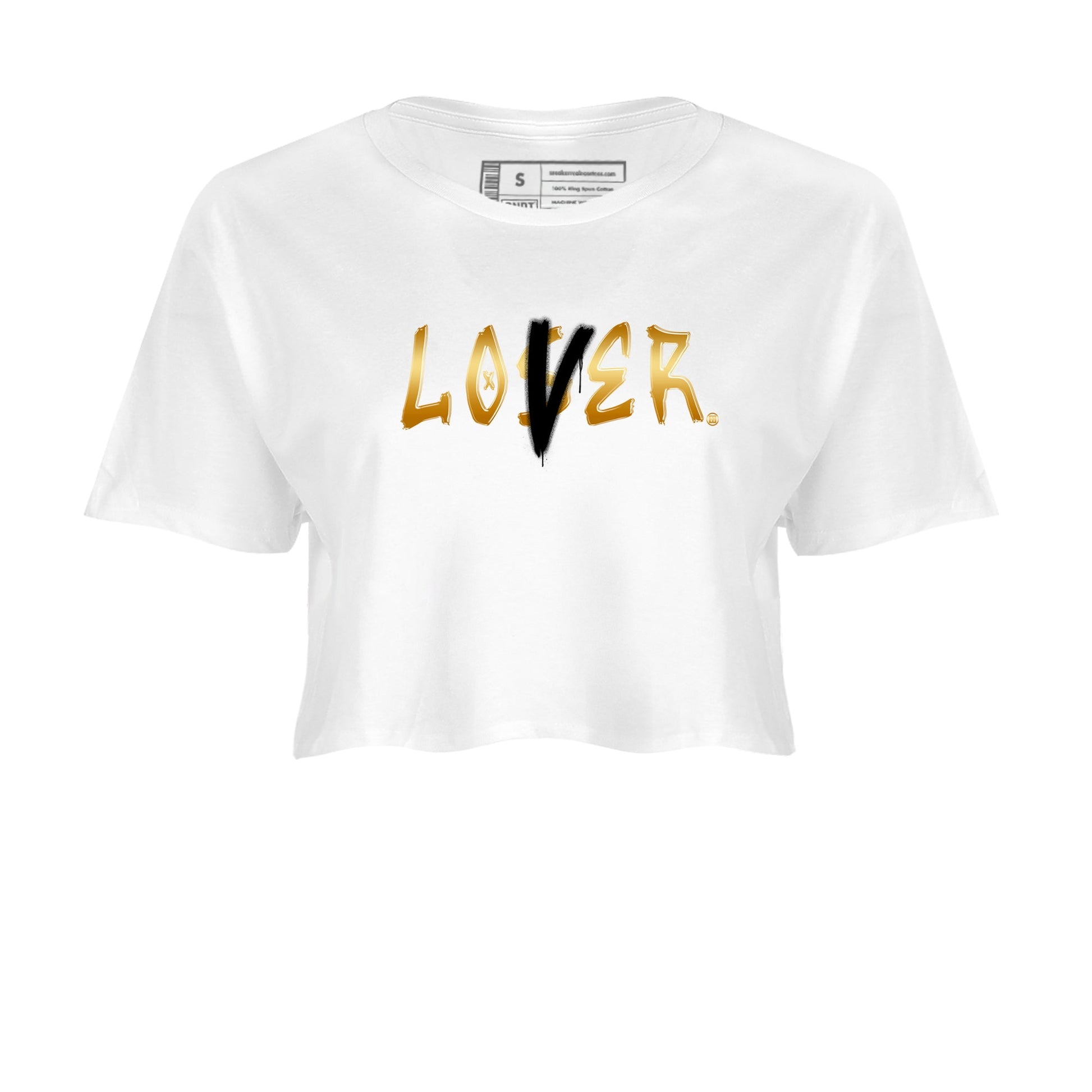 AJ1 Black Metallic Gold shirts to match jordans Loser Lover sneaker match tees Air Jordan 1 Black Metallic Gold SNRT Sneaker Tees streetwear brand White 2 crop tee