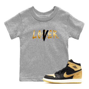 AJ1 Black Metallic Gold shirts to match jordans Loser Lover sneaker match tees Air Jordan 1 Black Metallic Gold SNRT Sneaker Tees streetwear brand Baby and Youth Heather Grey 1 cotton tee