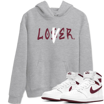 1s Metallic Burgundy shirts to match jordans Loser Lover sneaker match tees Jordan 1 Retro High '85 OG Metallic Burgundy SNRT Sneaker Tees streetwear brand Heather Grey 1 unisex cotton tee
