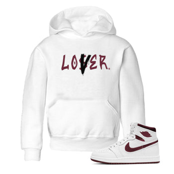 1s Metallic Burgundy shirts to match jordans Loser Lover sneaker match tees Jordan 1 Retro High '85 OG Metallic Burgundy SNRT Sneaker Tees streetwear brand Baby and Youth White 1 cotton tee