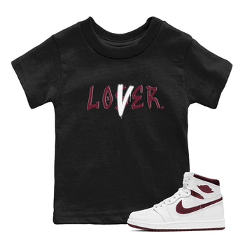 1s Metallic Burgundy shirts to match jordans Loser Lover sneaker match tees Jordan 1 Retro High '85 OG Metallic Burgundy SNRT Sneaker Tees streetwear brand Baby and Youth Black 1 cotton tee