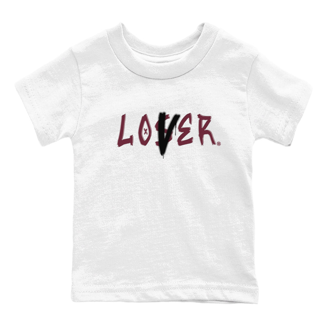 1s Metallic Burgundy shirts to match jordans Loser Lover sneaker match tees Jordan 1 Retro High '85 OG Metallic Burgundy SNRT Sneaker Tees streetwear brand Baby and Youth White 2 cotton tee