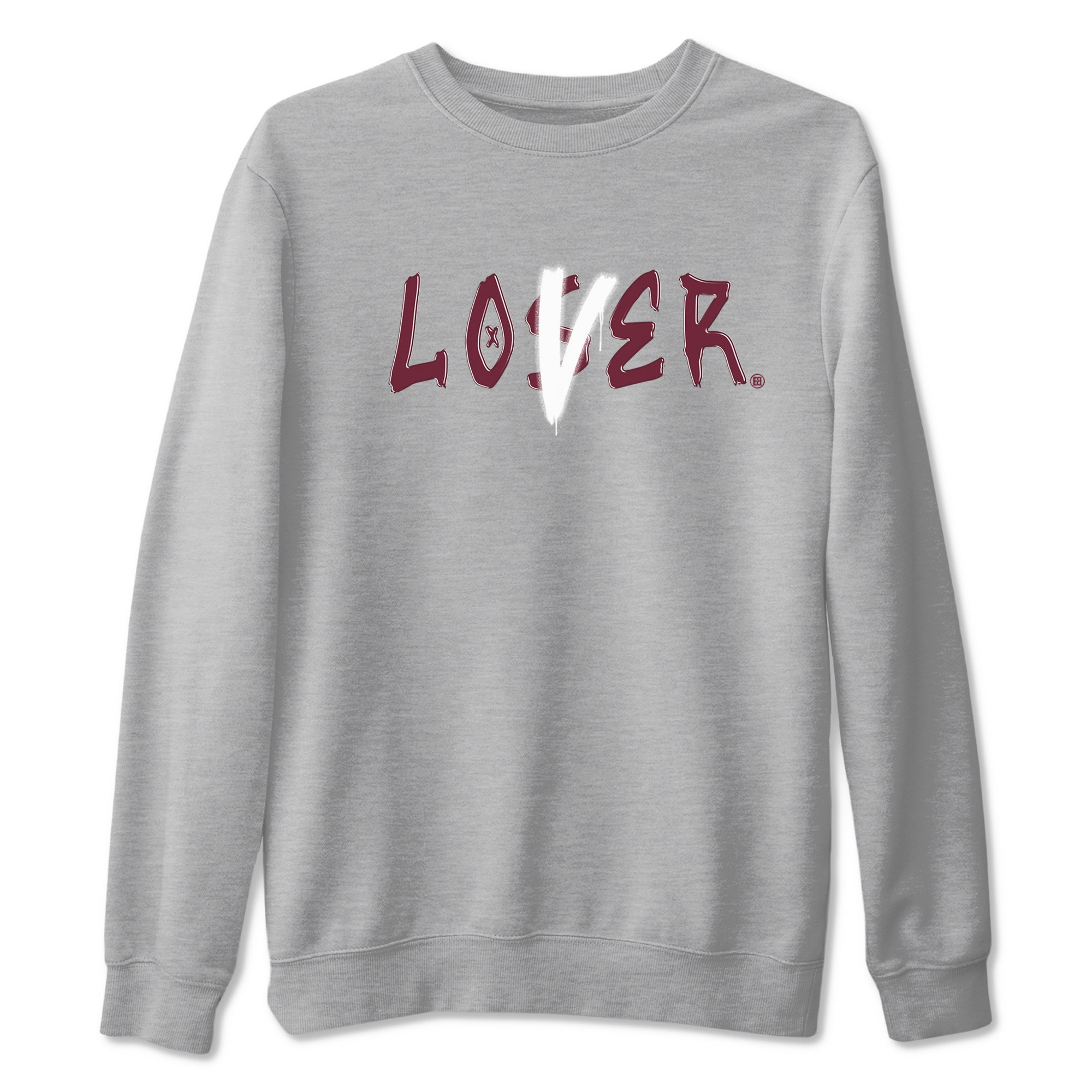 1s Metallic Burgundy shirts to match jordans Loser Lover sneaker match tees Jordan 1 Retro High '85 OG Metallic Burgundy SNRT Sneaker Tees streetwear brand Heather Grey 2 unisex cotton tee