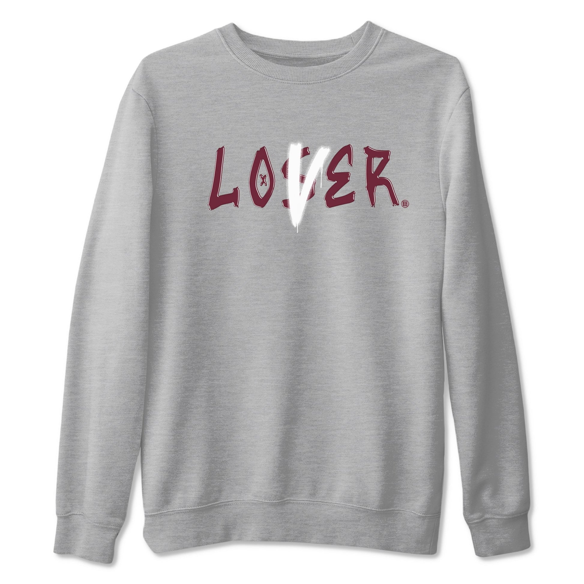 1s Metallic Burgundy shirts to match jordans Loser Lover sneaker match tees Jordan 1 Retro High '85 OG Metallic Burgundy SNRT Sneaker Tees streetwear brand Heather Grey 2 unisex cotton tee