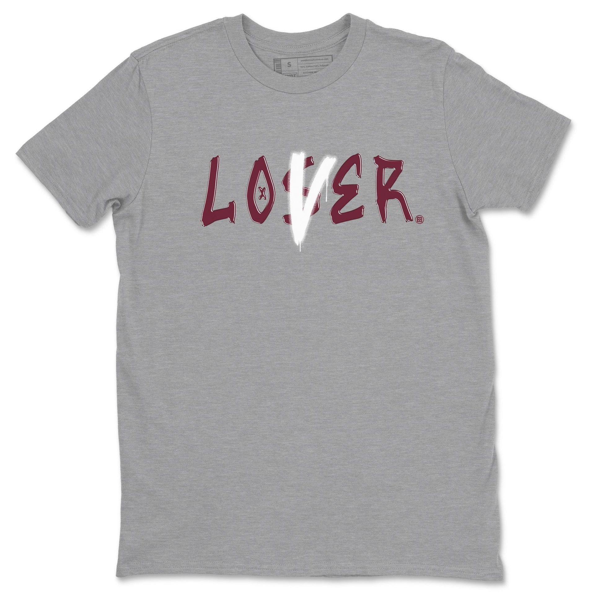 1s Metallic Burgundy shirts to match jordans Loser Lover sneaker match tees Jordan 1 Retro High '85 OG Metallic Burgundy SNRT Sneaker Tees streetwear brand Heather Grey 2 unisex cotton tee