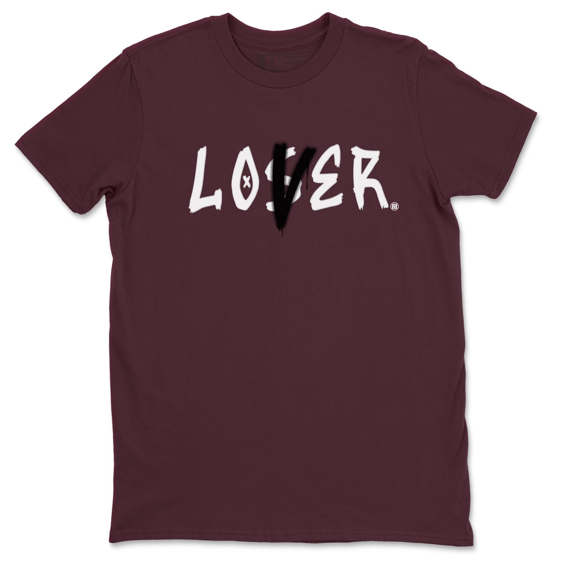 1s Metallic Burgundy shirts to match jordans Loser Lover sneaker match tees Jordan 1 Retro High '85 OG Metallic Burgundy SNRT Sneaker Tees streetwear brand Maroon 2 unisex cotton tee