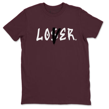 1s Metallic Burgundy shirts to match jordans Loser Lover sneaker match tees Jordan 1 Retro High '85 OG Metallic Burgundy SNRT Sneaker Tees streetwear brand Maroon 2 unisex cotton tee