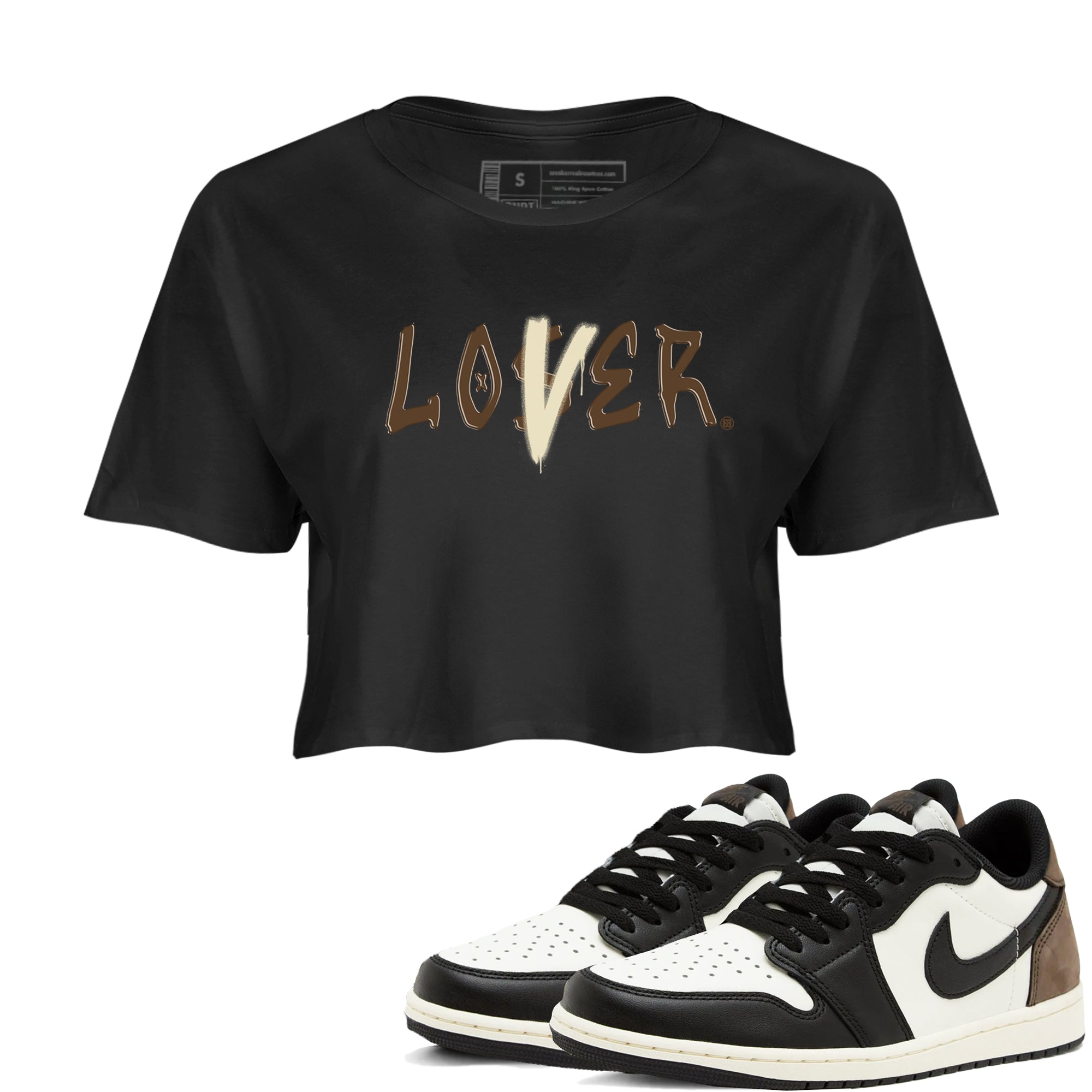 1s Mocha shirts to match jordans Loser Lover sneaker match tees Air Jordan 1 Low Mocha SNRT Sneaker Release Tees unisex cotton Black 1 Crop Shirts