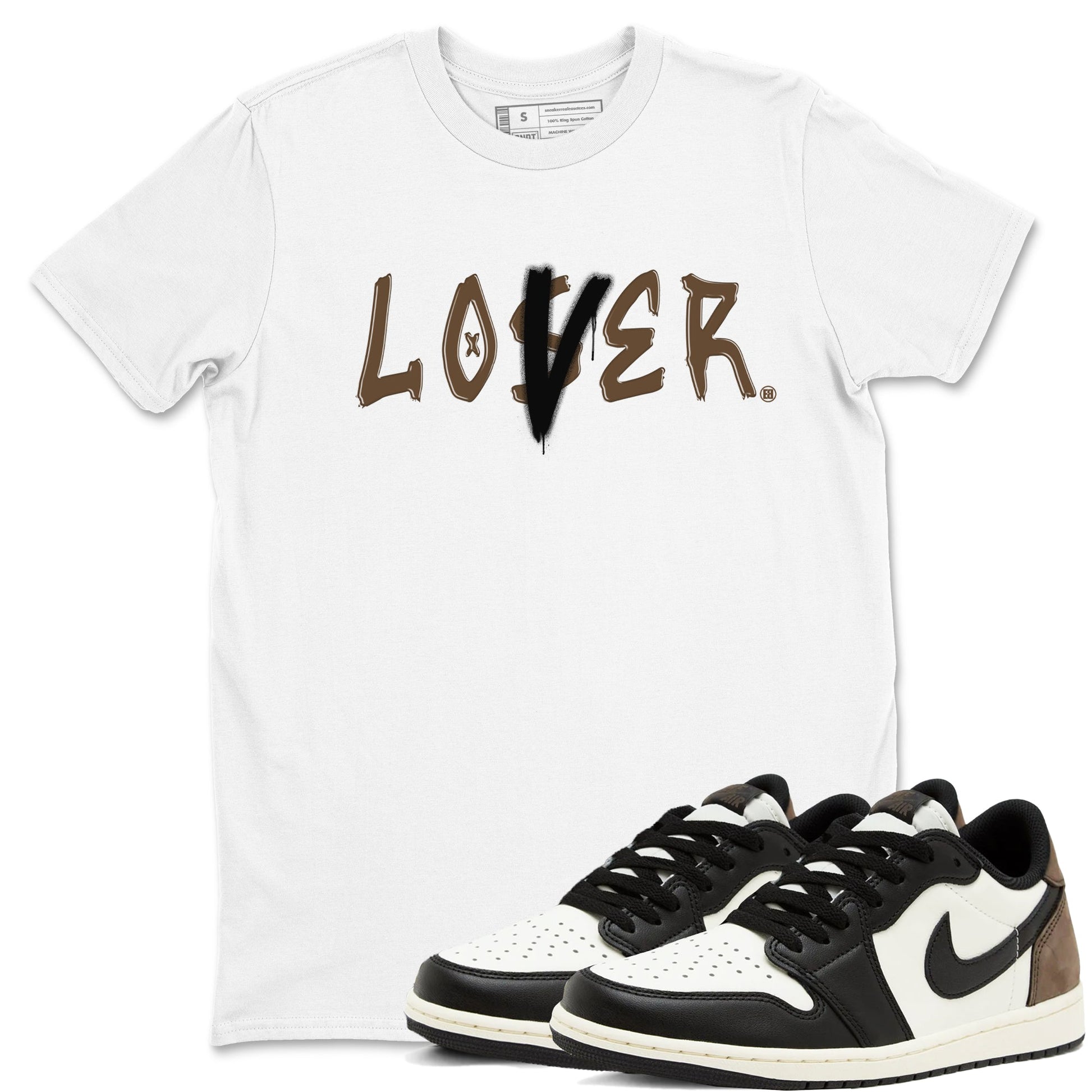 1s Mocha shirts to match jordans Loser Lover sneaker match tees Air Jordan 1 Low Mocha SNRT Sneaker Release Tees unisex cotton White 1 crew neck shirts