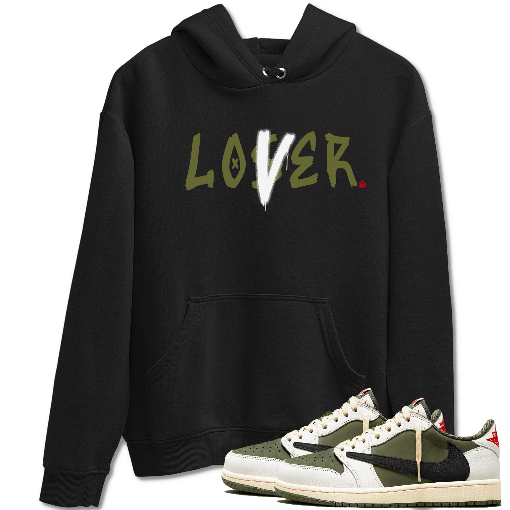 1s Travis Scott Medium Olive shirts to match jordans Loser Lover sneaker match tees Air Jordan 1 Travis Scott Medium Olive SNRT Sneaker Tees streetwear brand Black 1 unisex cotton tee