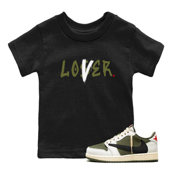 1s Travis Scott Medium Olive shirts to match jordans Loser Lover sneaker match tees Air Jordan 1 Travis Scott Medium Olive SNRT Sneaker Tees streetwear brand Baby and Youth Black 1 cotton tee