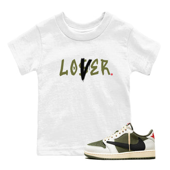 1s Travis Scott Medium Olive shirts to match jordans Loser Lover sneaker match tees Air Jordan 1 Travis Scott Medium Olive SNRT Sneaker Tees streetwear brand Baby and Youth White 1 cotton tee