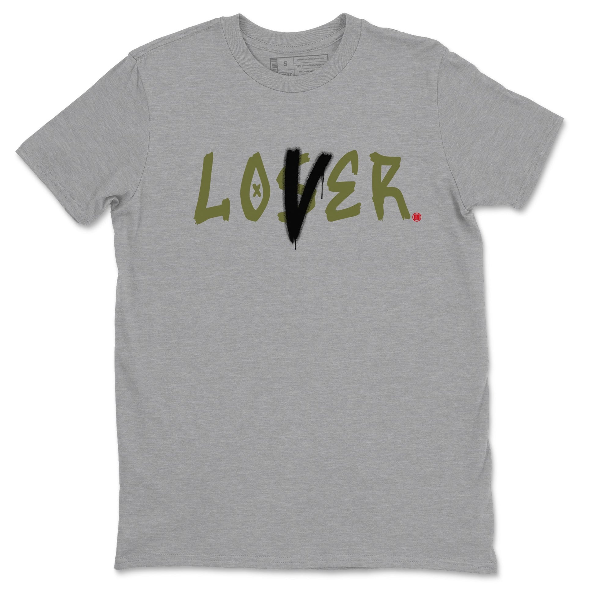 1s Travis Scott Medium Olive shirts to match jordans Loser Lover sneaker match tees Air Jordan 1 Travis Scott Medium Olive SNRT Sneaker Tees streetwear brand Heather Grey 2 unisex cotton tee