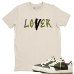 1s Travis Scott Medium Olive shirts to match jordans Loser Lover sneaker match tees Air Jordan 1 Travis Scott Medium Olive SNRT Sneaker Tees streetwear brand Natural 1 unisex cotton tee