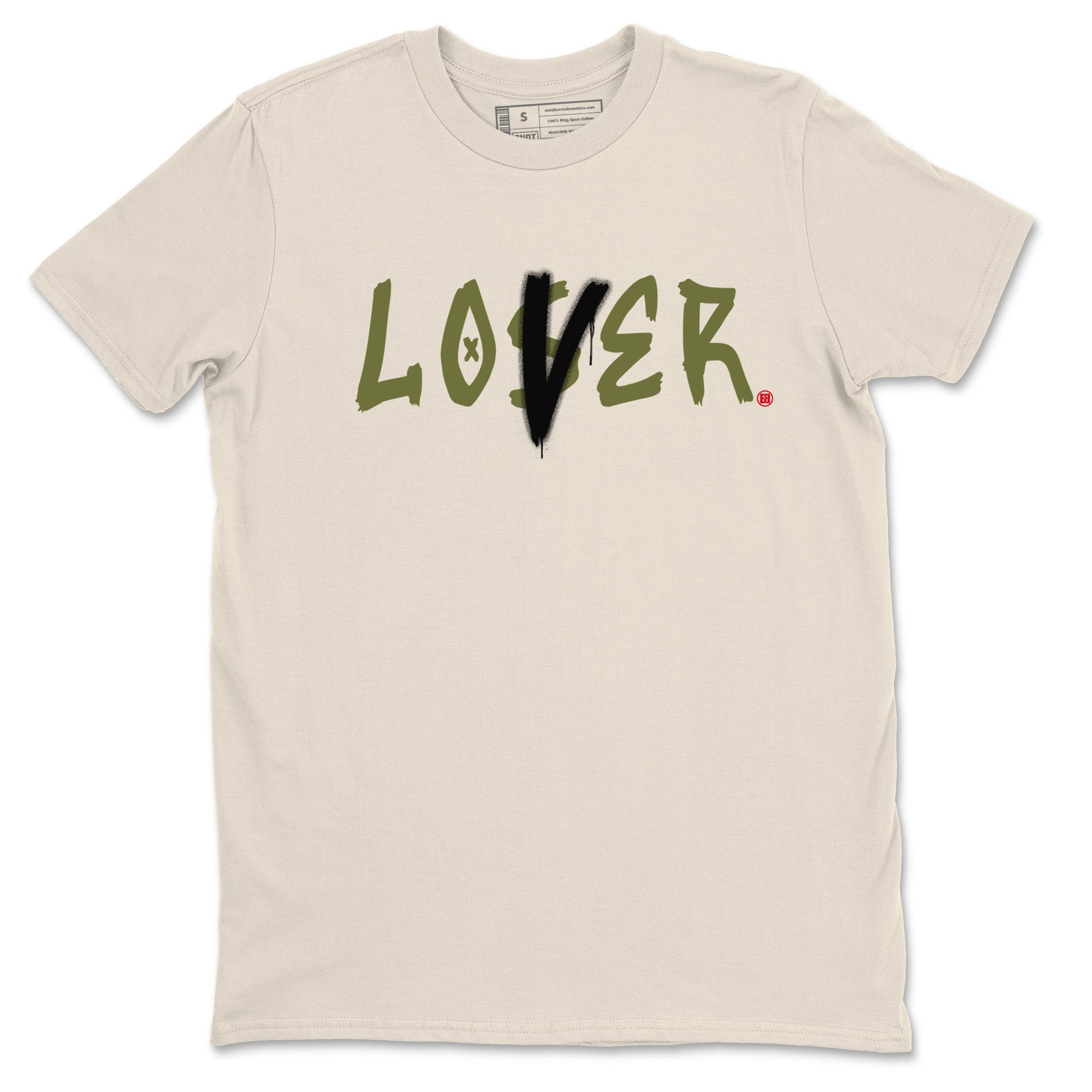 1s Travis Scott Medium Olive shirts to match jordans Loser Lover sneaker match tees Air Jordan 1 Travis Scott Medium Olive SNRT Sneaker Tees streetwear brand Natural 2 unisex cotton tee