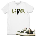 1s Travis Scott Medium Olive shirts to match jordans Loser Lover sneaker match tees Air Jordan 1 Travis Scott Medium Olive SNRT Sneaker Tees streetwear brand White 1 unisex cotton tee