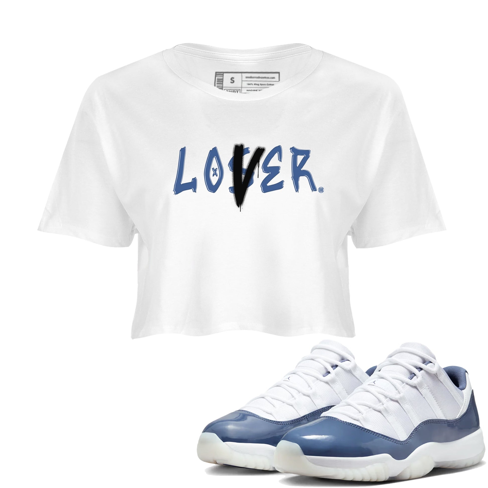 Air Jordan 11 Low Diffused Blue shirts to match jordans Loser Lover sneaker match tees 11s Diffused Blue SNRT Sneaker Release Tees unisex cotton White 1 Crop Shirts