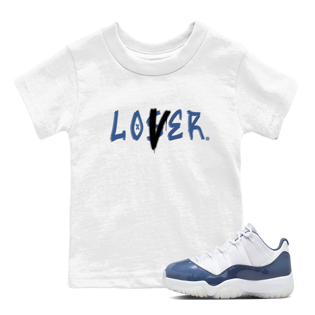 Air Jordan 11 Low Diffused Blue shirts to match jordans Loser Lover sneaker match tees 11s Diffused Blue SNRT Sneaker Release Tees Youth Baby White 1 crew neck shirts