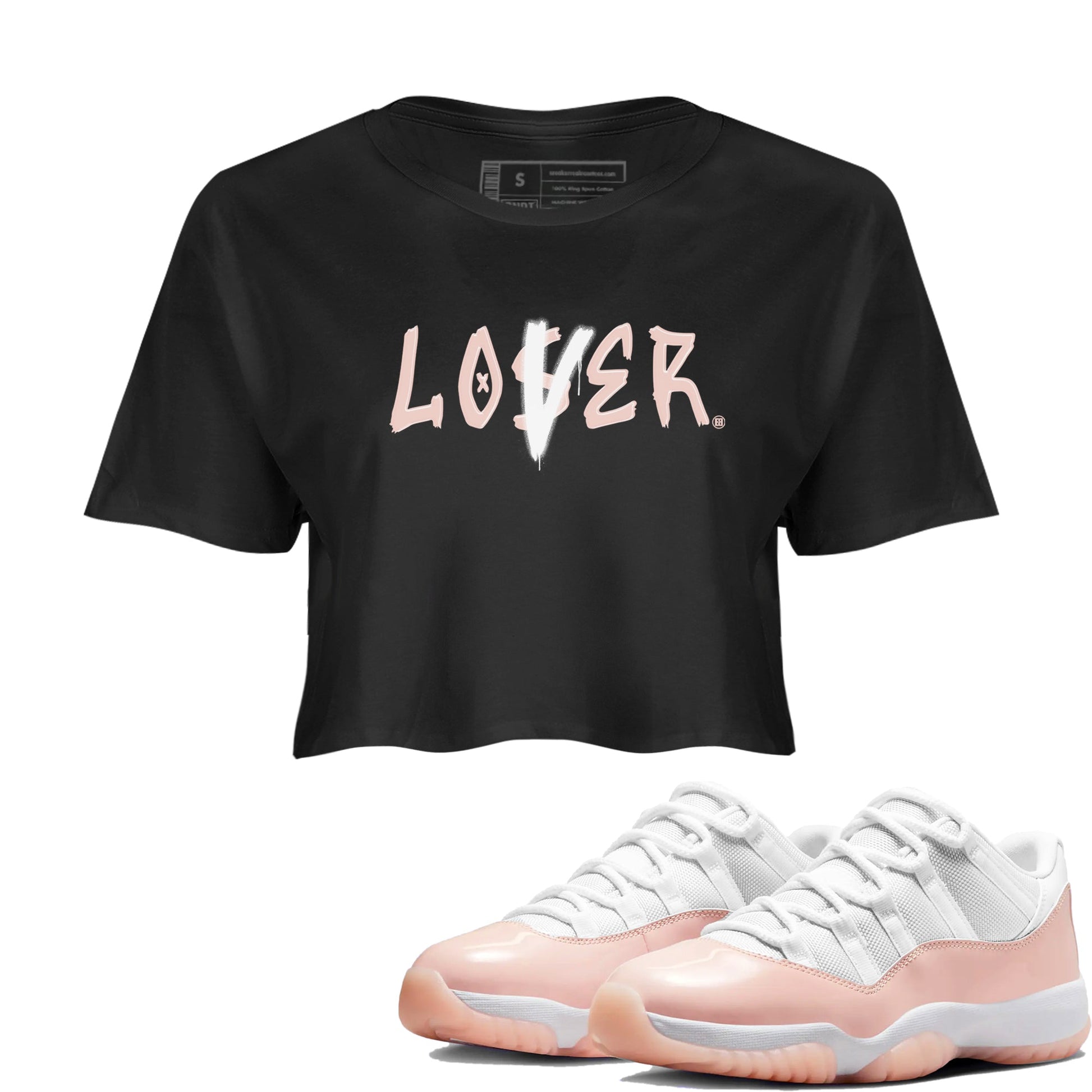 Air Jordan 11 Low Legend Pink shirts to match jordans Loser Lover sneaker match tees 11s Legend Pink SNRT Sneaker Tees streetwear brand Black 1 crop tee