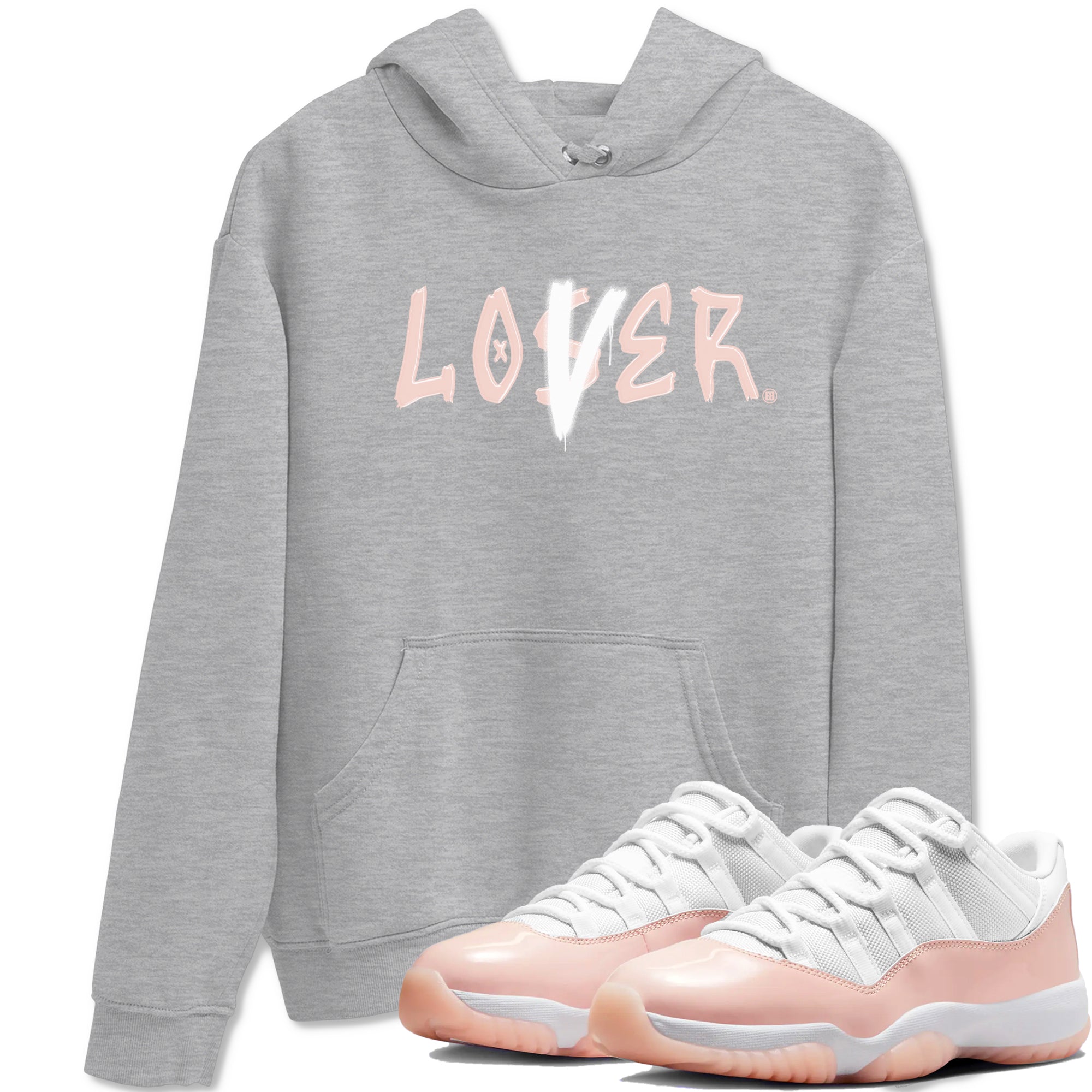 Air Jordan 11 Low Legend Pink shirts to match jordans Loser Lover sneaker match tees 11s Legend Pink SNRT Sneaker Tees streetwear brand Heather Grey 1 unisex cotton tee