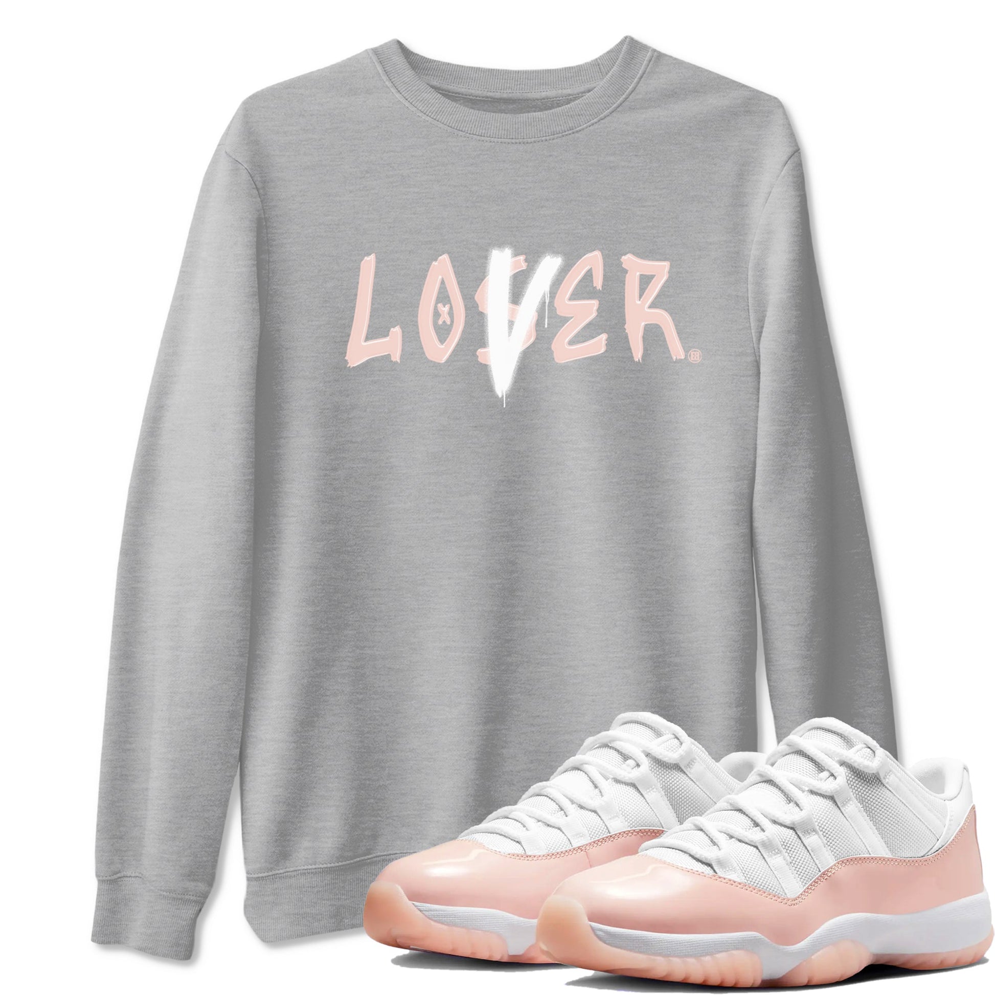 Air Jordan 11 Low Legend Pink shirts to match jordans Loser Lover sneaker match tees 11s Legend Pink SNRT Sneaker Tees streetwear brand Heather Grey 1 unisex cotton tee