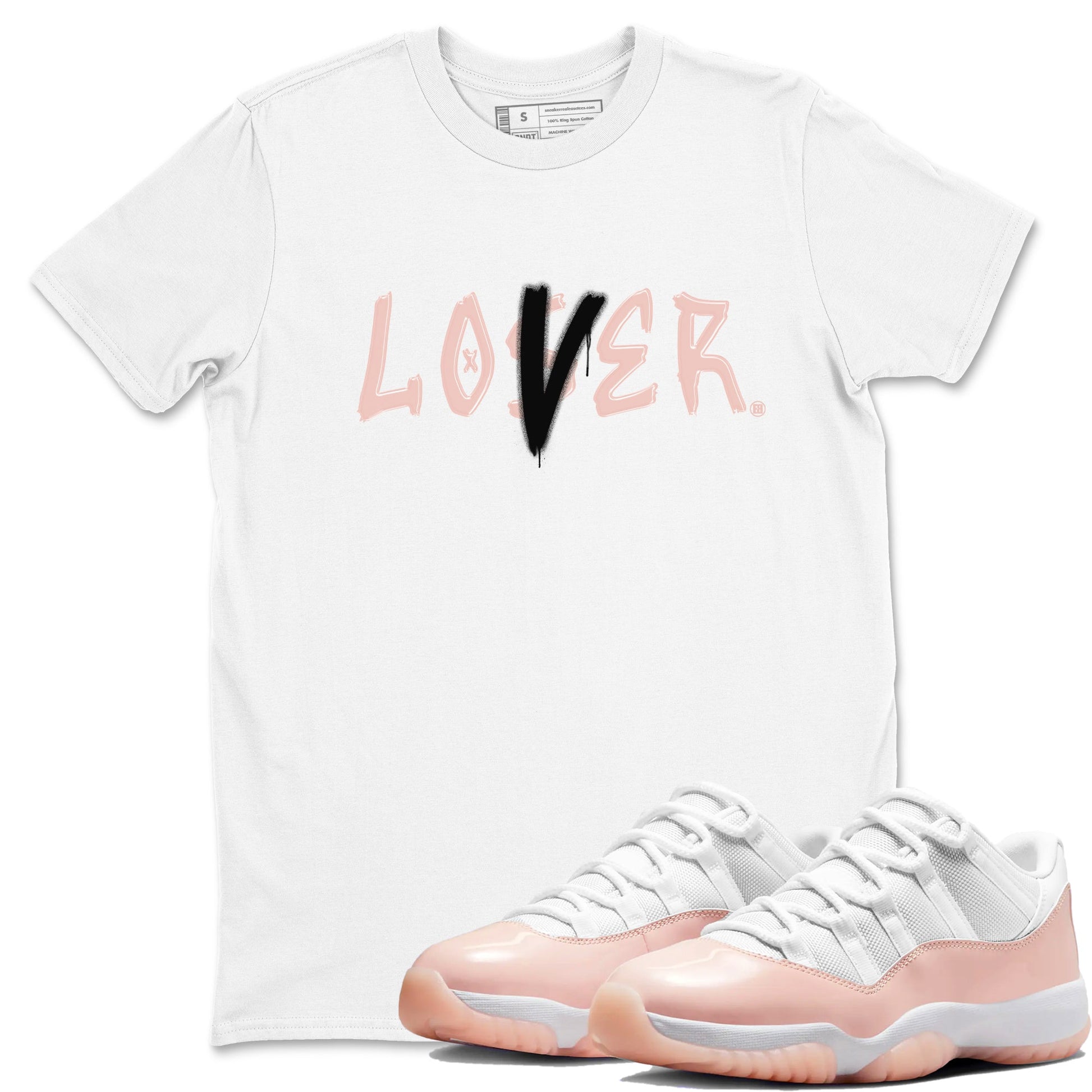 Air Jordan 11 Low Legend Pink shirts to match jordans Loser Lover sneaker match tees 11s Legend Pink SNRT Sneaker Tees streetwear brand White 1 unisex cotton tee