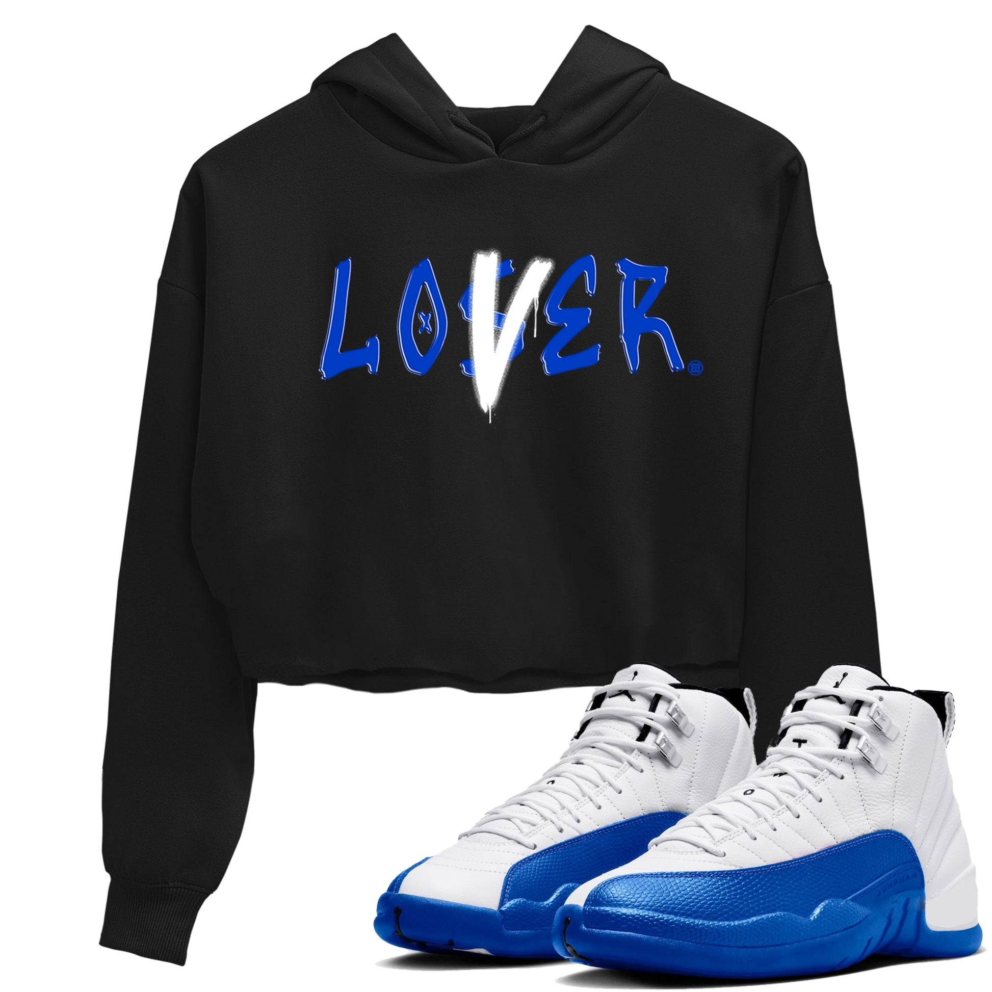 12s Blueberry shirts to match jordans Loser Lover best t shirts to wear with jordans AJ12 White & Game Royal match shoes to clothes SNRT Sneaker Tees unisex cotton Black 1 crop tee