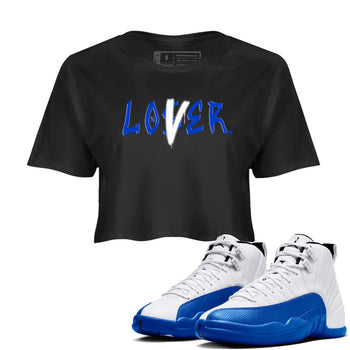 12s Blueberry shirts to match jordans Loser Lover best t shirts to wear with jordans AJ12 White & Game Royal match shoes to clothes SNRT Sneaker Tees unisex cotton Black 1 crop tee