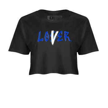12s Blueberry shirts to match jordans Loser Lover best t shirts to wear with jordans AJ12 White & Game Royal match shoes to clothes SNRT Sneaker Tees unisex cotton Black 2 crop tee