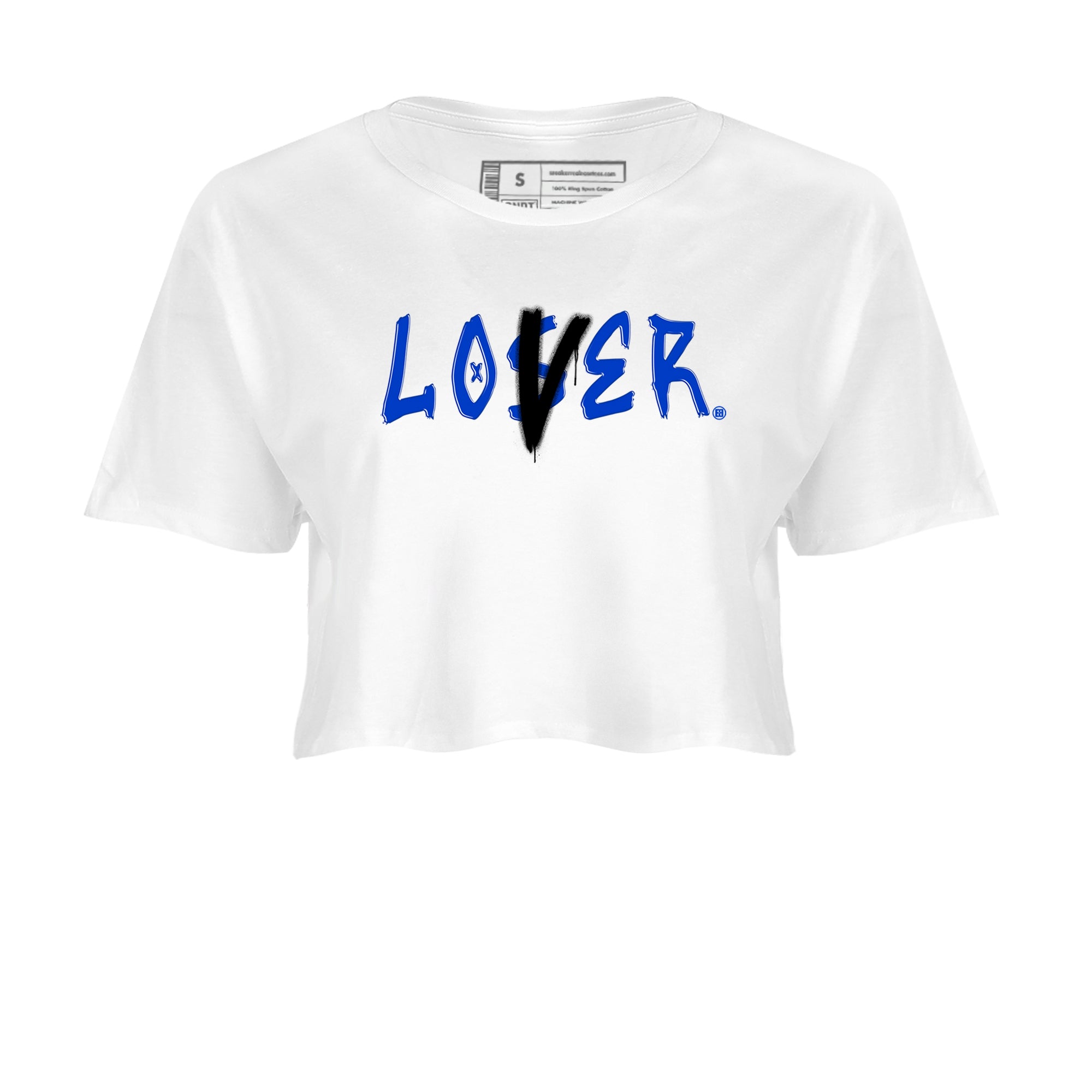 12s Blueberry shirts to match jordans Loser Lover best t shirts to wear with jordans AJ12 White & Game Royal match shoes to clothes SNRT Sneaker Tees unisex cotton White 2 crop tee