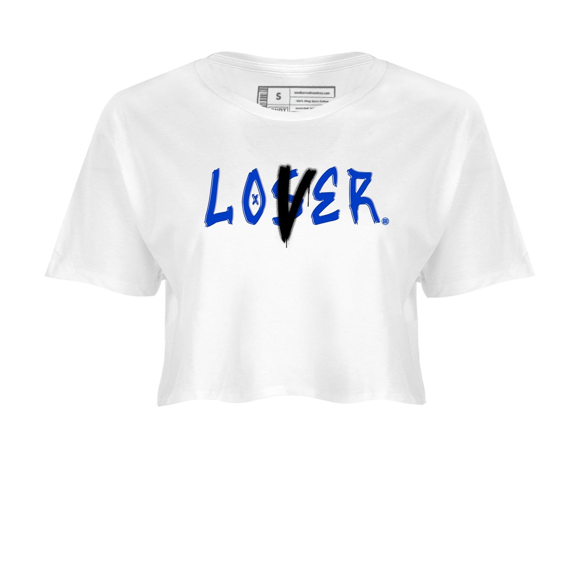 12s Blueberry shirts to match jordans Loser Lover best t shirts to wear with jordans AJ12 White & Game Royal match shoes to clothes SNRT Sneaker Tees unisex cotton White 2 crop tee