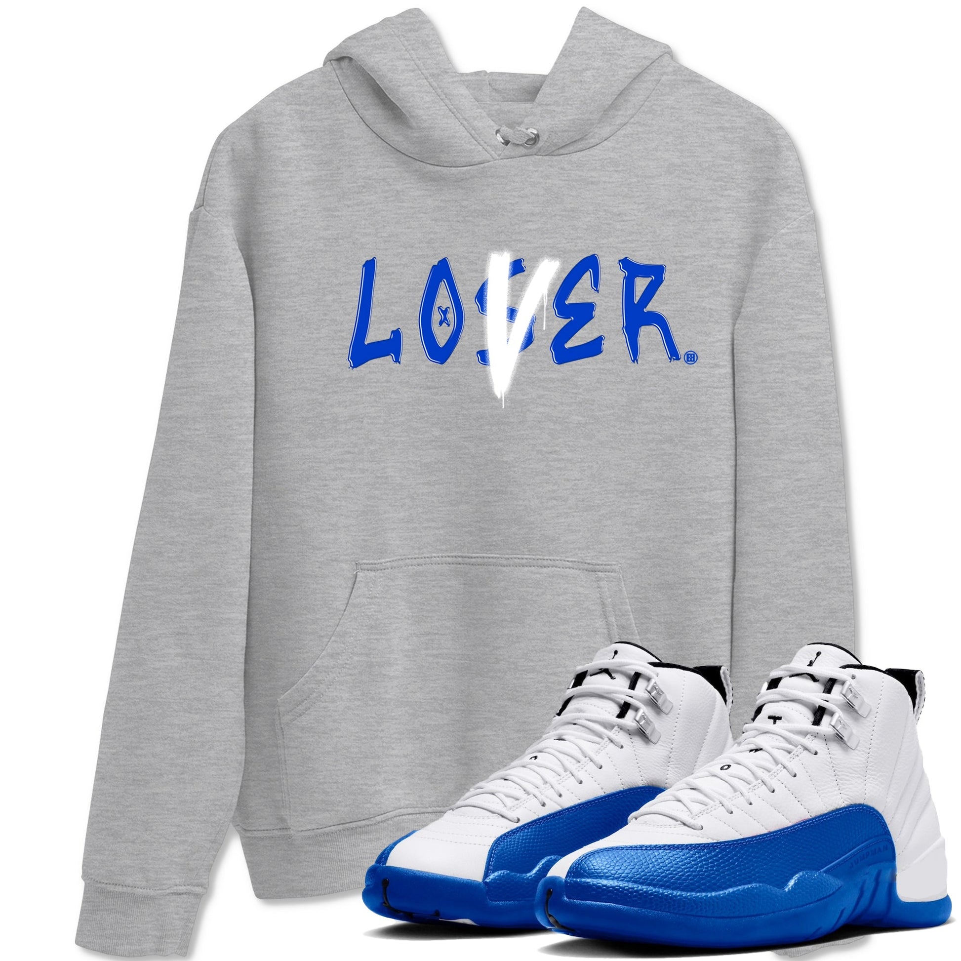 12s Blueberry shirts to match jordans Loser Lover best t shirts to wear with jordans AJ12 White & Game Royal match shoes to clothes SNRT Sneaker Tees unisex cotton Heather Grey 1 shirts